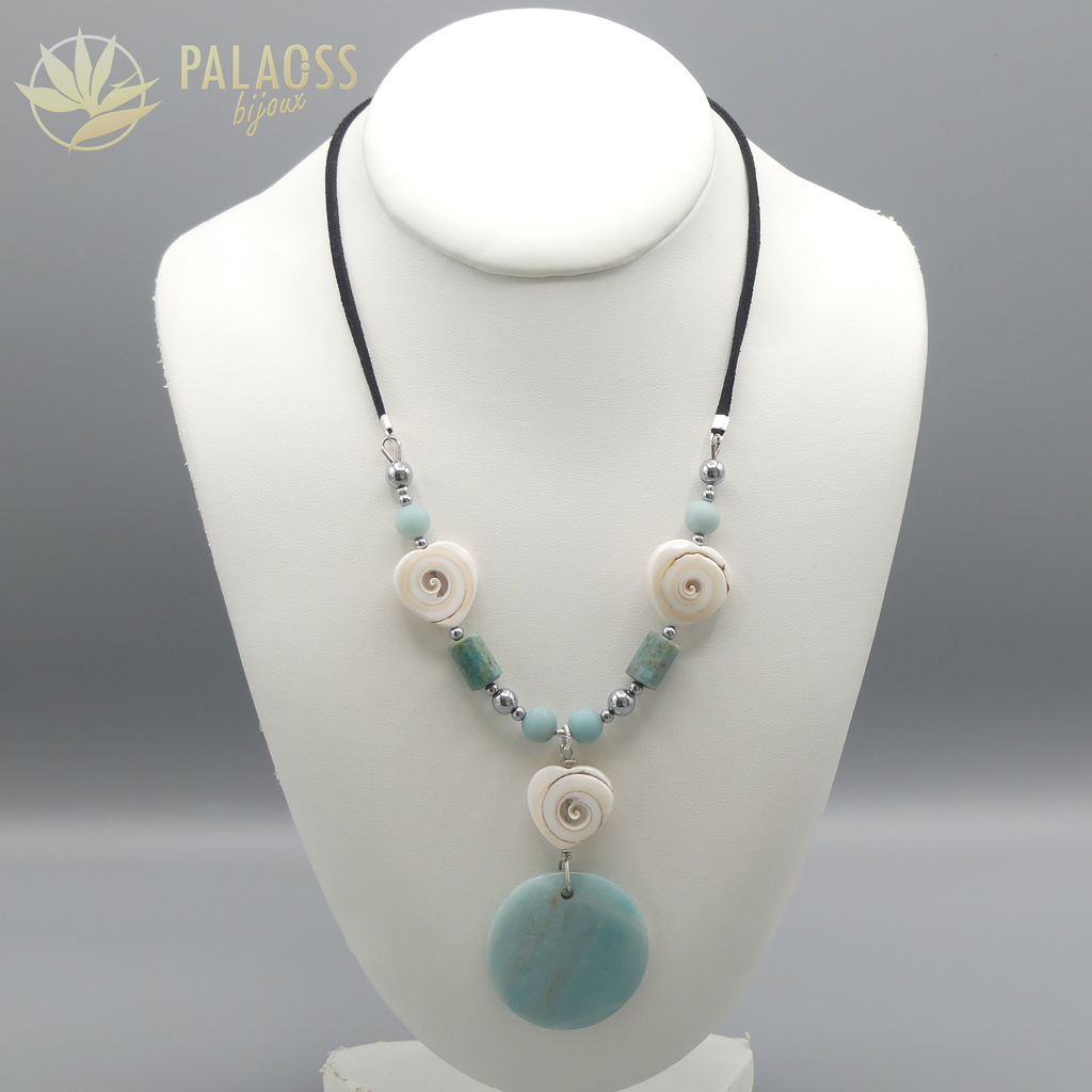 Collier -amazonite -coquillage