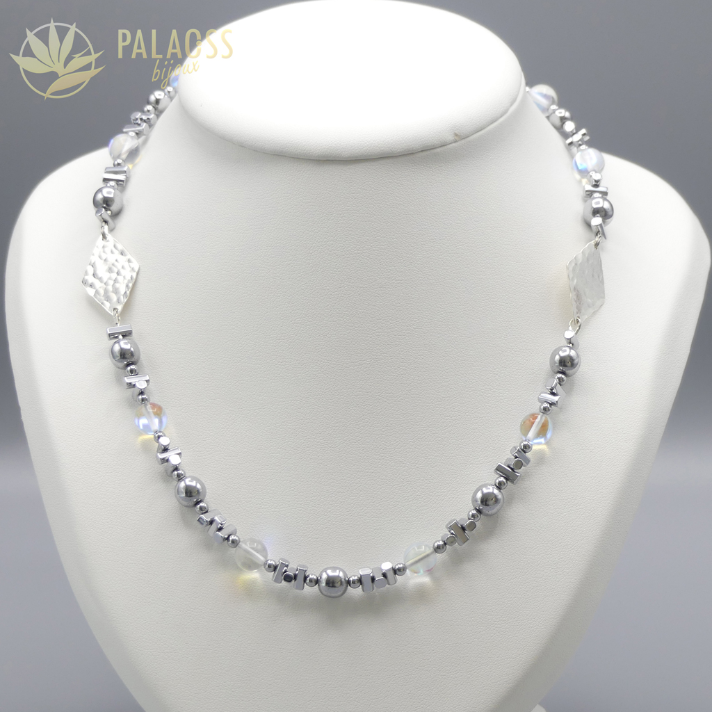 Palaoss -bijoux -Collier -en -hématites -et -cristal de roche