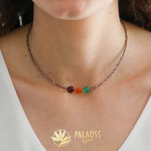 Palaoss bijoux -Ras de cou -Pierres naturelles -Perles cristal