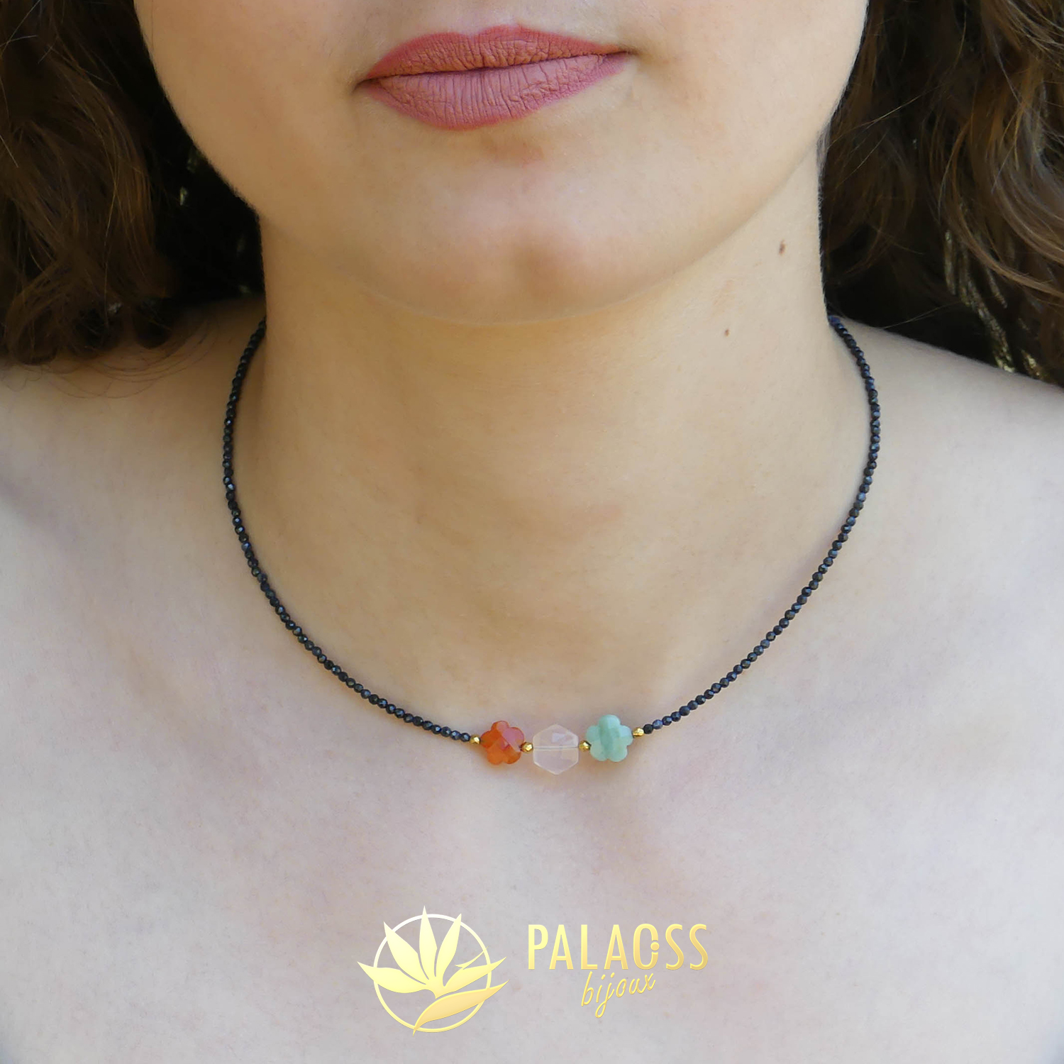 Palaoss bijoux -ras de cou -délicat -en -saphir -pierre naturelles